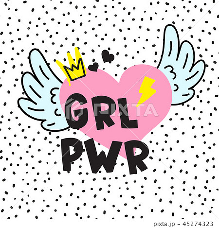 GRL PWR short quote. Girl Power cute hand drawing illustration 45274323
