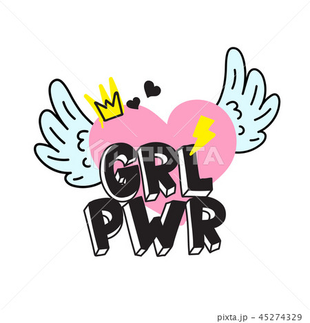 GRL PWR short quote. Girl Power cute hand drawing illustration 45274329