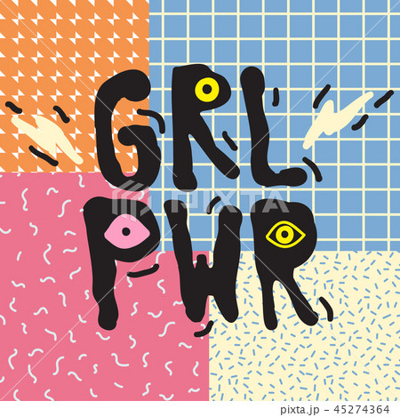 GRL PWR short quote. Girl Power cute hand drawing illustration 45274364