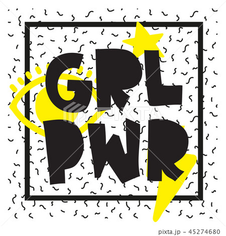 GRL PWR short quote. Girl Power cute illustration GRL PWR short quote. Girl Power cute illustration 45274680