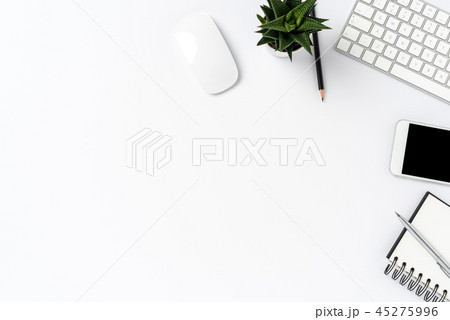 Overhead shot of modern office desktop 45275996