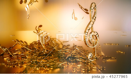 3D rendering of a musical treble clef and falling 3D rendering of a musical treble clef and falling 45277965