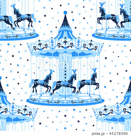 Blue Merry Go Round Seamless Pattern のイラスト素材