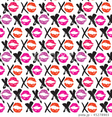XOXO brush lettering signs seamless pattern vector 45278903