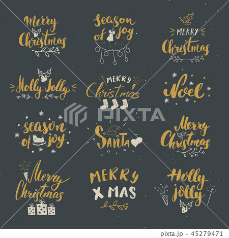 Merry Christmas Calligraphic Letterings Set Vector 45279471