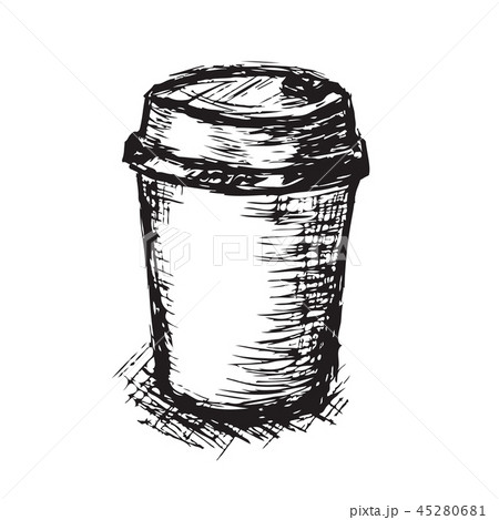 Coffee paper cup in sketch hand  45280681