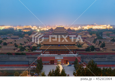 Beijing ancient Forbidden City in night at Beijing Beijing ancient Forbidden City in night at Beijing 45281064
