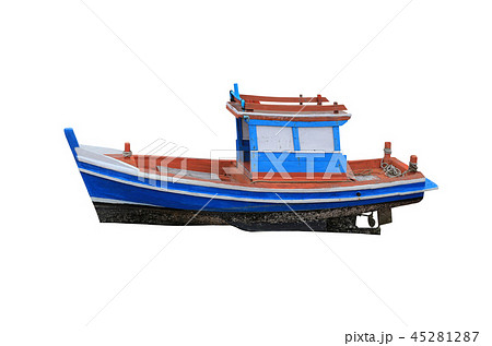 Old Small Fishing Boats isolated on white background. Old Small Fishing Boats isolated on white background. 45281287