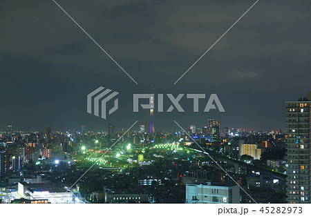 東京夜景・東京スカイツリーと街並み　上中里　田端　　尾久 45282973