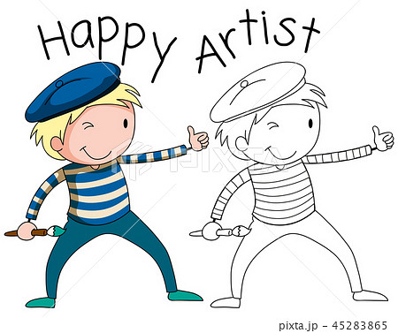 Doodle happy artist character Doodle happy artist character 45283865
