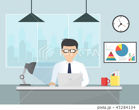 Business man or a clerk working at her office desk Business man or a clerk working at her office desk 45284134