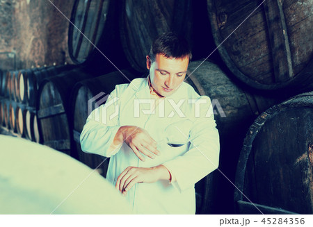 Male keeping ageing process of wine 45284356