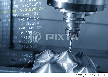 The abstract scene of  CNC milling machine. 45291594