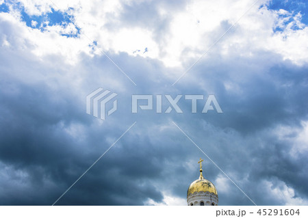 Beautiful church domes with gold crosses.  45291604