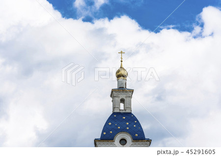 Beautiful church domes with gold crosses. 45291605