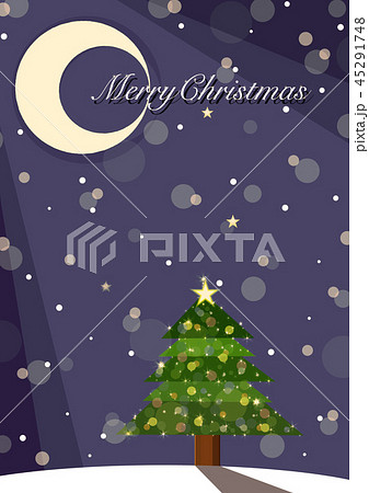 クリスマスツリーと三日月 45291748