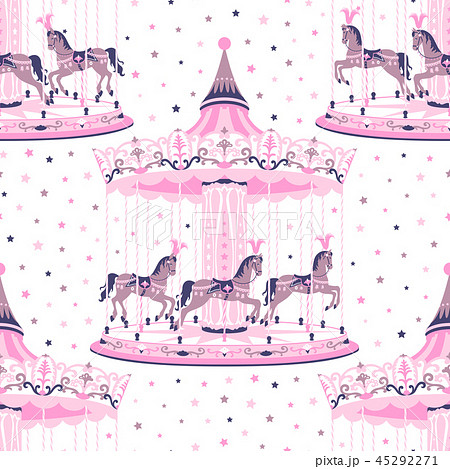 Pink Merry Go Round Seamless Pattern のイラスト素材