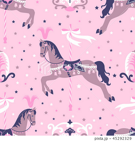 Pink carousel horse seamless pattern. Pink carousel horse seamless pattern. 45292329
