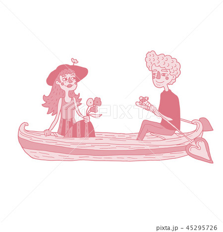 happy young couple sailing on a boat 45295726