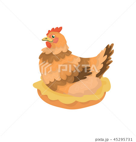 Hen Sitting On A Nestのイラスト素材