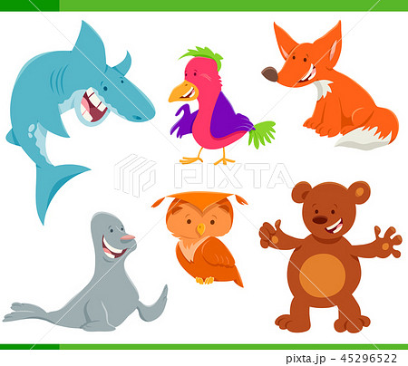 wild animal characters cartoon set 45296522