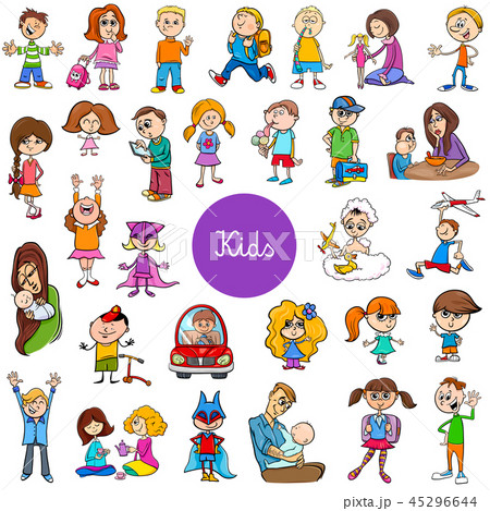 cartoon children characters big set 45296644