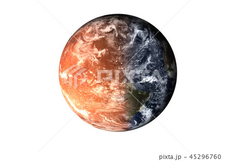 Half planet Earth with atmosphere with half Mars Half planet Earth with atmosphere with half Mars 45296760