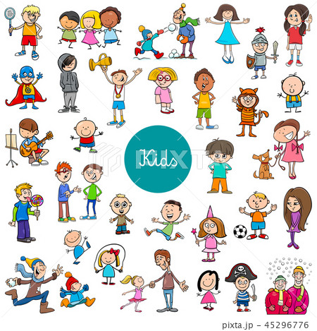 cartoon children characters large set cartoon children characters large set 45296776