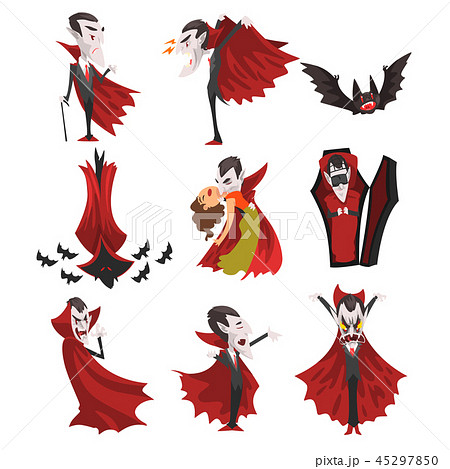 Count Dracula set, vampire cartoon character in... - Stock Illustration  [45297850] - PIXTA