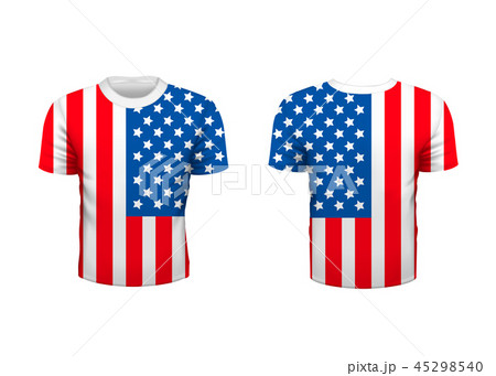 Realistic sport t-shirt with USA flag from front and back isolated on white Realistic sport t-shirt with USA flag from front and back isolated on white 45298540