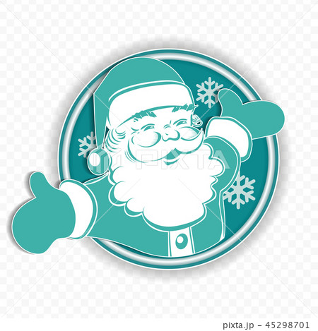 Christmas turquoise round sign with a silhouette of Santa Claus arms divorced to the sides, 45298701