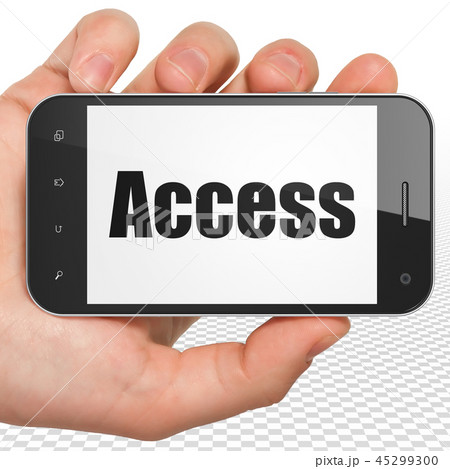 Privacy concept: Hand Holding Smartphone with Access on display 45299300