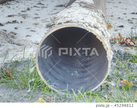Industrial pipes on ground. Repairing of system. 45299812
