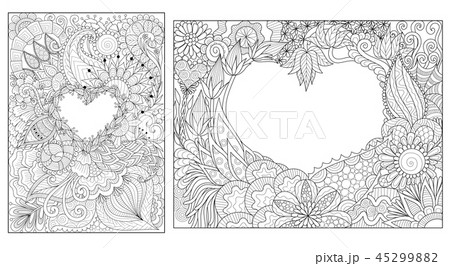 Florals lay in heated shape for cards and coloring Florals lay in heated shape for cards and coloring 45299882