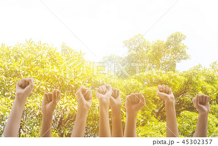 Group of hand raise up many people community Group of hand raise up many people community 45302357