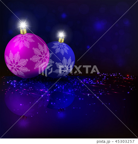 Christmas dark composition of a blue shade with silhouettes of New Year s balls of blue and violet 45303257