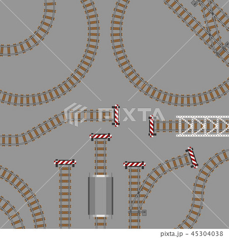 Vector illustration of railway parts grey rails maintenance concrete technology build equipment Vector illustration of railway parts grey rails maintenance concrete technology build equipment 45304038