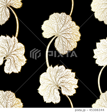Vintage Seamless pattern with hand drawn leaves 45306344