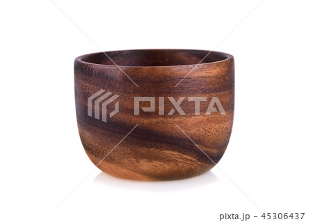 Wood bowl on white background 45306437