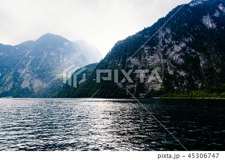 Scenic view of Konigssee in Bavaria a misty day 45306747