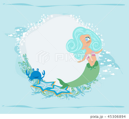 Cute Card For Girls With Mermaidのイラスト素材