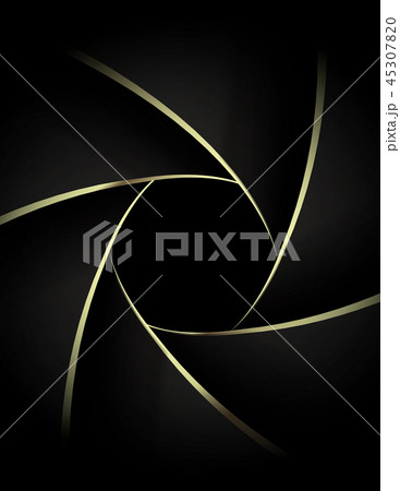 Camera lens close up with golden shutter blades. Wedding photography or videography concept. Gold on Camera lens close up with golden shutter blades. Wedding photography or videography concept. Gold on 45307820
