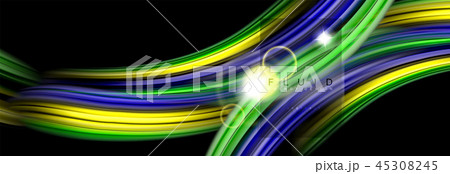 Background abstract design, flowing mixing liquid color waves on black 45308245