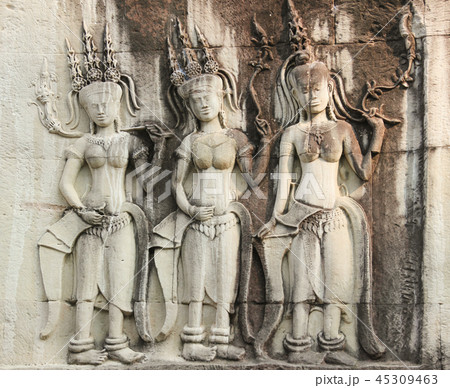 Statues of ladies carved on Angkor Wat Temple 45309463