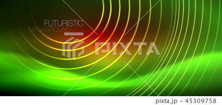 Neon glowing techno lines, hi-tech futuristic abstract background template with square shapes Neon glowing techno lines, hi-tech futuristic abstract background template with square shapes 45309758