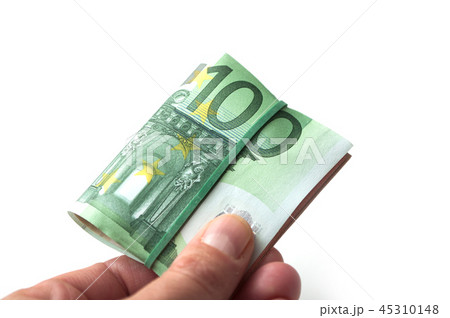 banknotes bundle of hundred euros money in hand 45310148
