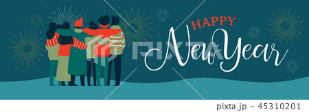 Happy New Year friend people group web banner Happy New Year friend people group web banner 45310201