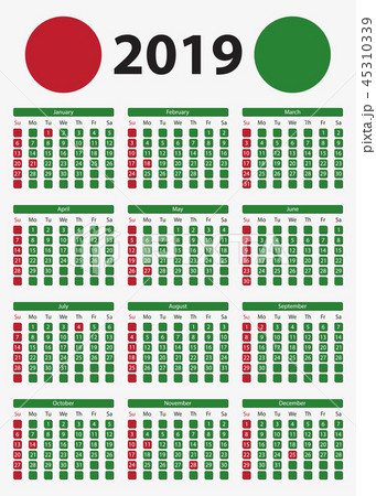 USA calendar 2019 with official holidays, 5x7 in USA calendar 2019 with official holidays, 5x7 in 45310339