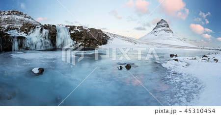 Famous Kirkjufell mountain in winter, Iceland Famous Kirkjufell mountain in winter, Iceland 45310454