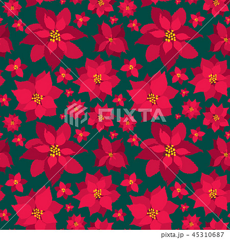 Vector Christmas seamless pattern red Poinsettias 45310687